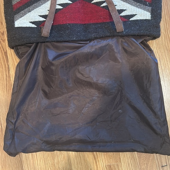 Vintage Navajo blanket bag oversize shoulder tote brown red bone 21”w  18” h - Picture 9 of 11